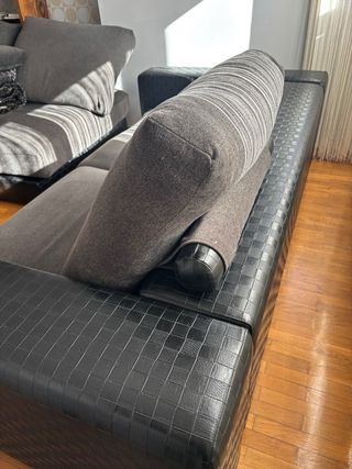 Sofá modular L negro y gris