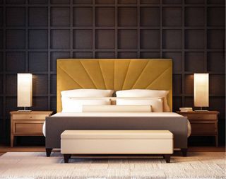 Cabecero de tela y madera