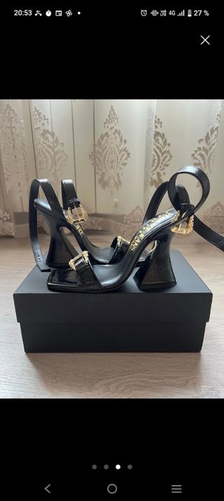 Sandalias Versace Jeans Couture Tacón Negro