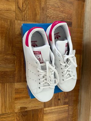 Zapatillas Adidas Stan Smith J Blancas y Rosas