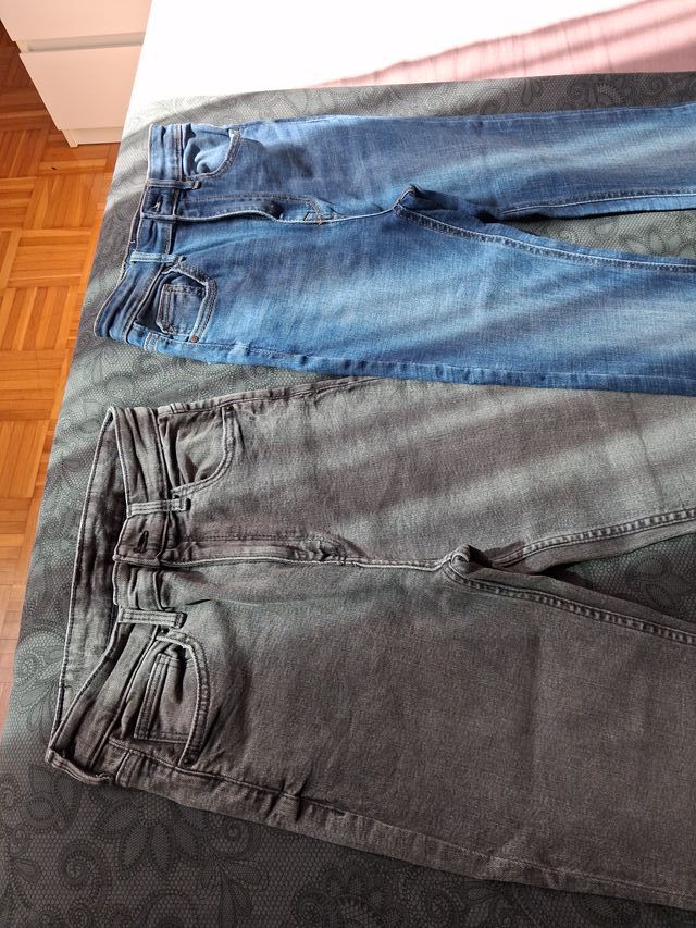 Pantalones vaqueros Flare azules y grises