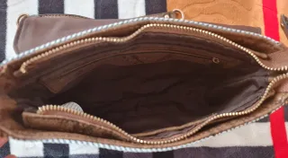 Bolso bandolera azul y marrón