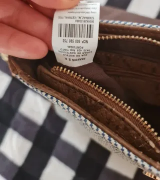 Bolso bandolera azul y marrón