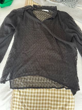 Camisa negra transparencias talla S