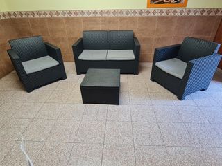 Conjunto Muebles Jardín Ratán Negro