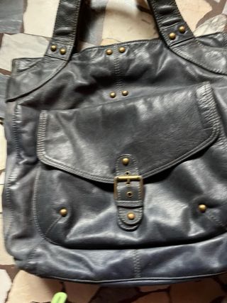 Borsa blu in pelle