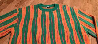 Jersey Zara Oversize XL Rayas Naranja Verde