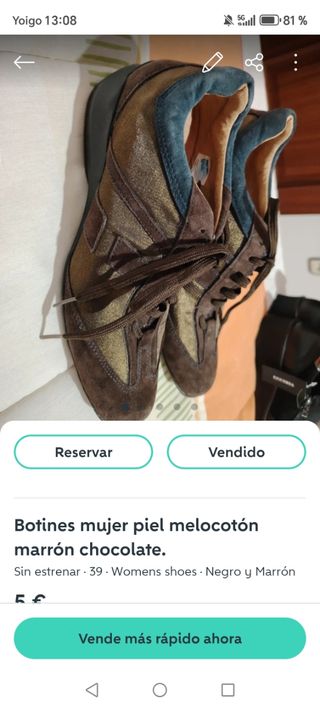Botines mujer piel marrón y dorado T.39