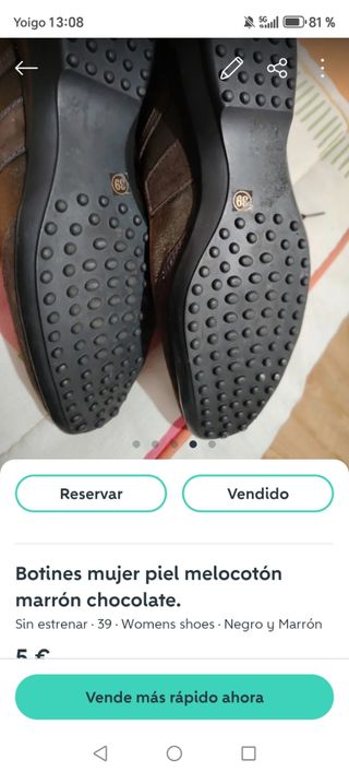 Botines mujer piel marrón y dorado T.39