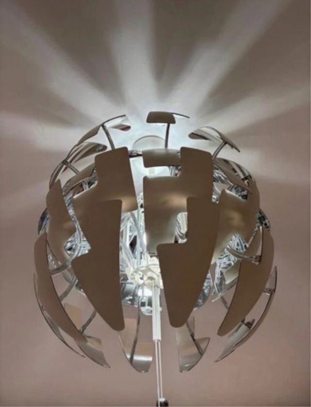 Lámpara Techo Redonda Ikea Blanca y Plata