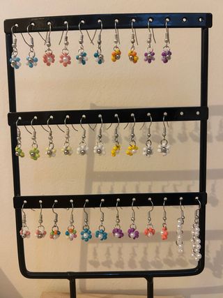 Pendientes hechos a mano flor multicolor