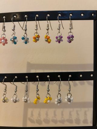 Pendientes hechos a mano flor multicolor