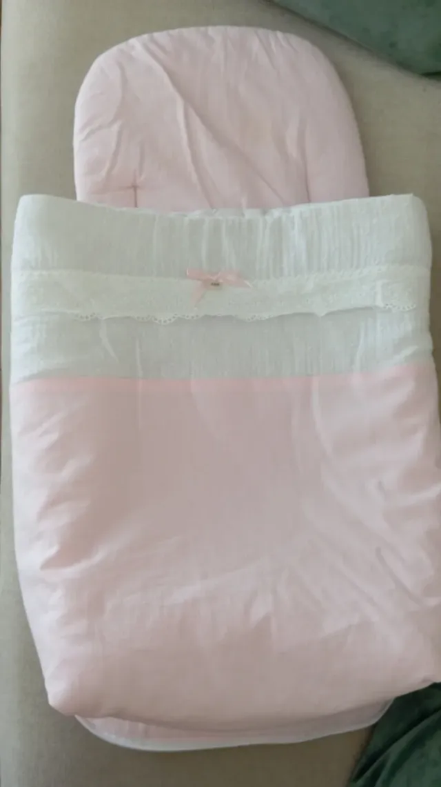 Funda capazo rosa y blanco