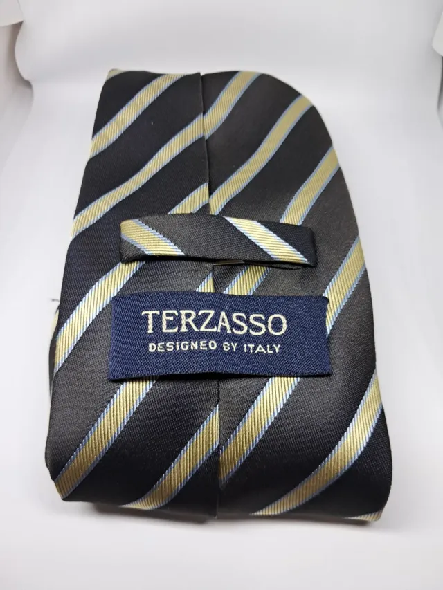 Corbata de poliéster negra con rayas amarillas