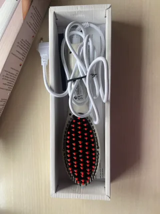 Cepillo Alisador Eléctrico Rosa y Blanco