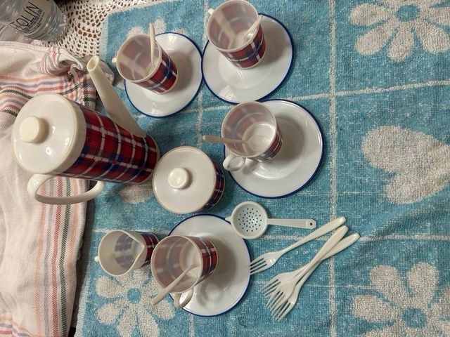 Juego Tazas Niños Plástico Tartán