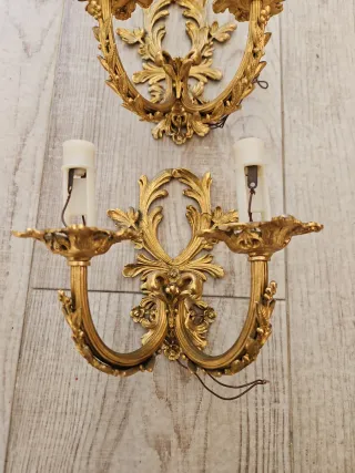 2 Apliques de pared dorados antiguos