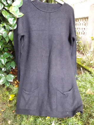 Jersey/vestido punto negro bolsillos talla única