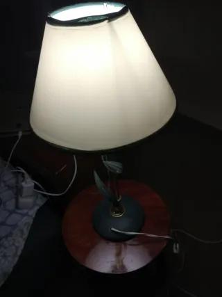 Lámpara de mesa madera y plástico