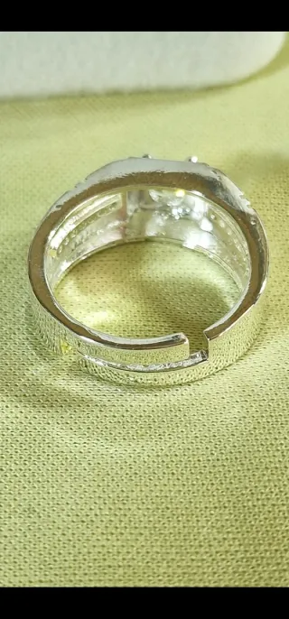 PLATA 925 Anillo de Circonita Brillante y Grabados