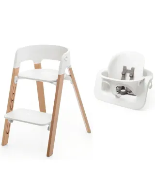 Trona evolutiva Stokke Steps gris y blanca