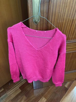 Jersey rosa cuello pico