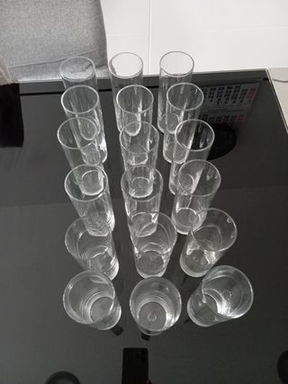 Juego de 18 vasos de tubo de cristal