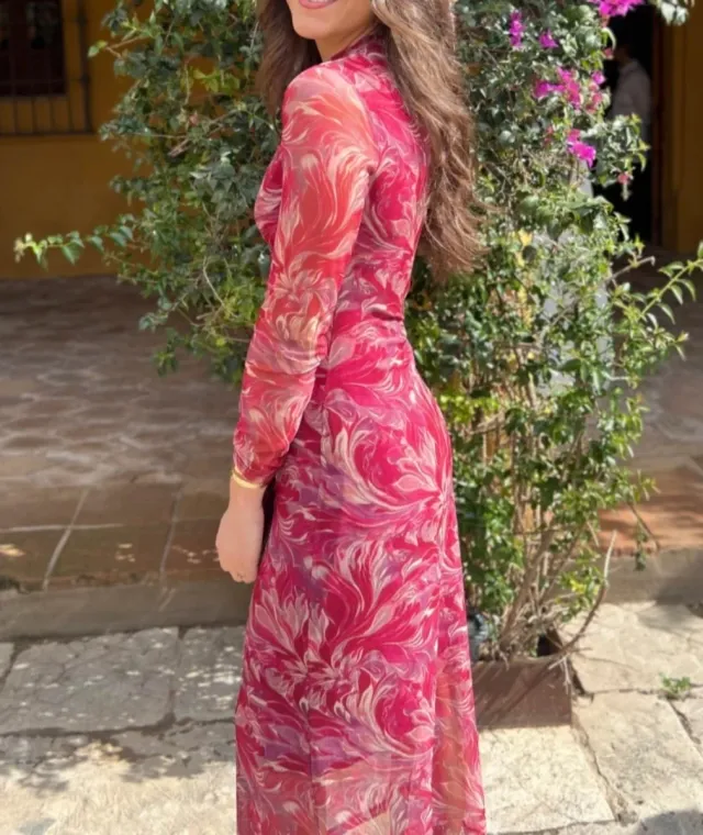 Vestido midi estampado evento/boda