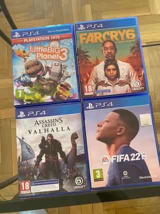 PS4 (PlayStation 4) Negra + 2 Mandos + 4 Juegos