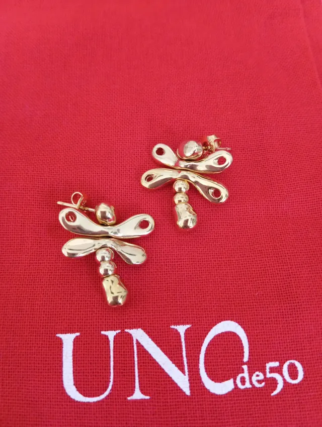 Pendientes Libélula Bañados en Oro Uno de 50