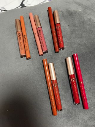 W7 Conjunto Labiales y Perfiladores Nude y Rojo