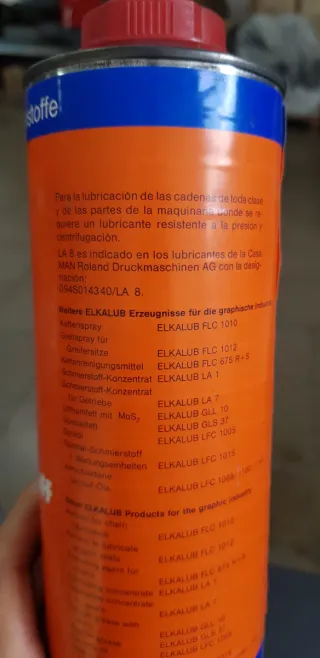 Lubricante Elkalub LA 8 para Cadenas