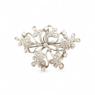 Broche antiguo oro blanco 18kt y diamantes