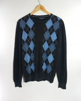 Jersey Nautica Argyle Negro y Azul Talla S