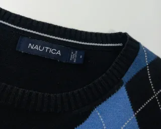 Jersey Nautica Argyle Negro y Azul Talla S