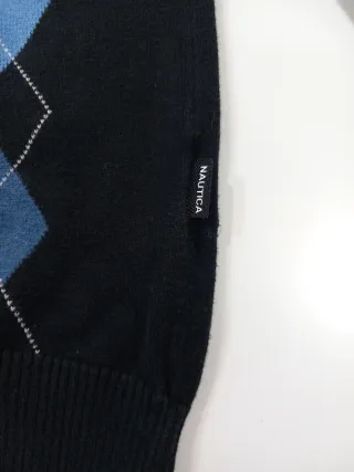 Jersey Nautica Argyle Negro y Azul Talla S