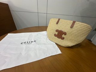 Bolso Celine Classic Panier Grande Rafia Piel