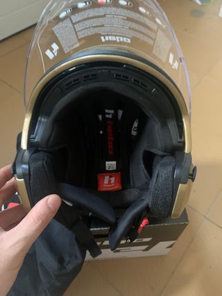 Casco Jet Moto Hebo Dorado y Blanco