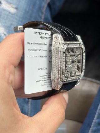 Cartier Santos XXL Diamantes Negro Plata