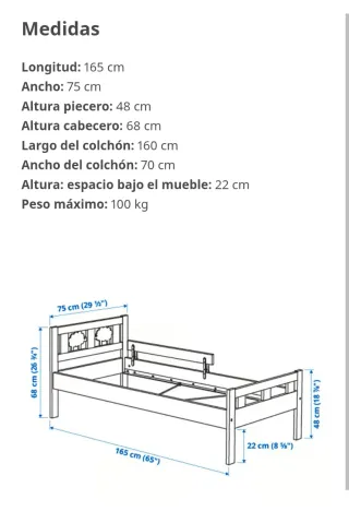 Estructura cama KRITTER Ikea 70x160