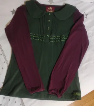 Camiseta Rosalita McGee manga larga verde-burdeos