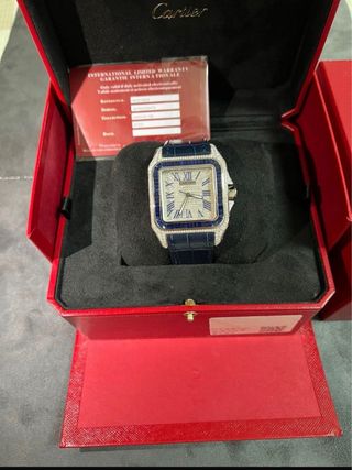 Cartier Santos XL Diamantes y Zafiros Azul
