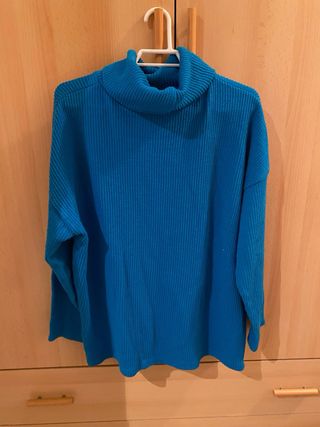 Jersey de punto azul mujer
