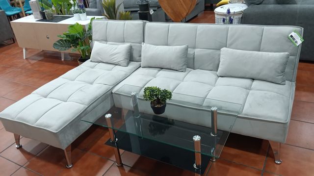 Sofá Cama Chaise Longue 200cm Gris