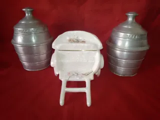 Lote joyero y dos tarros aluminio