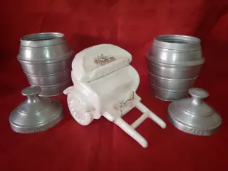 Lote joyero y dos tarros aluminio