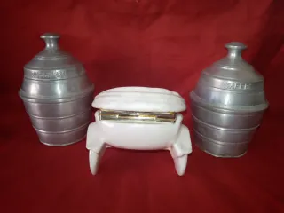 Lote joyero y dos tarros aluminio