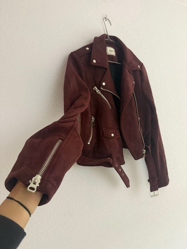 Cazadora Biker Morada Mujer