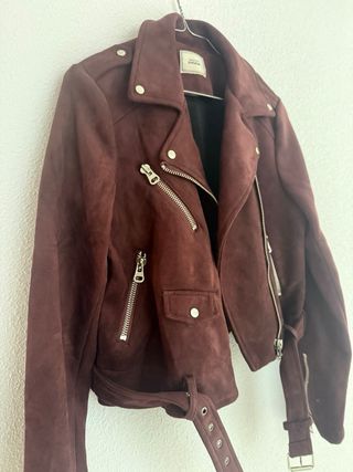 Cazadora Biker Morada Mujer