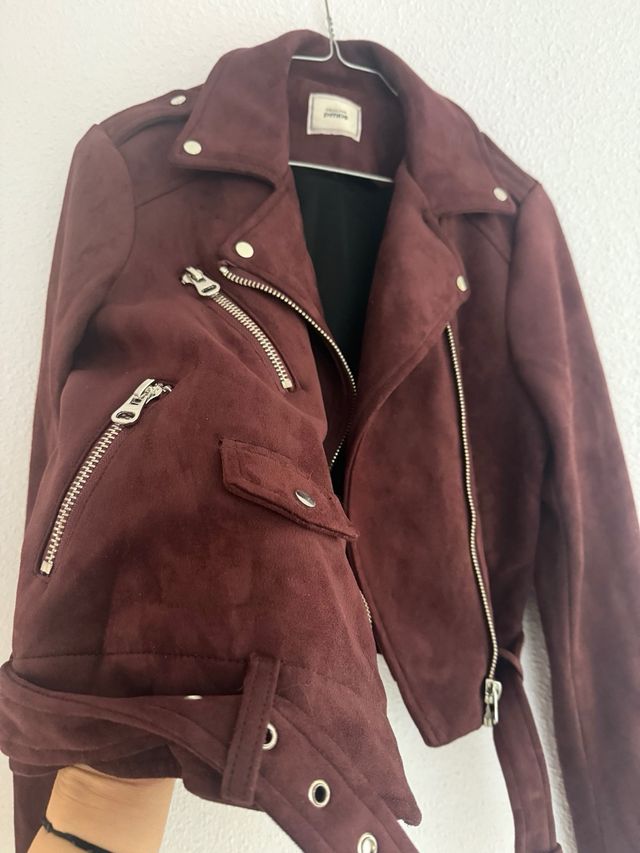 Cazadora Biker Morada Mujer